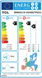 Κλιματιστικό Τοίχου TCL Miracle III 12CHSD/TPG21I 12000 BTU A+++/A++ με WiFi